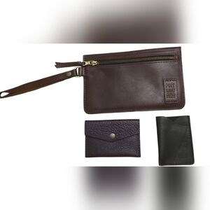 NWOT Portland Leather Bundle.  1 Wristlet, 1 Mini Wallett And 1 Card Holder